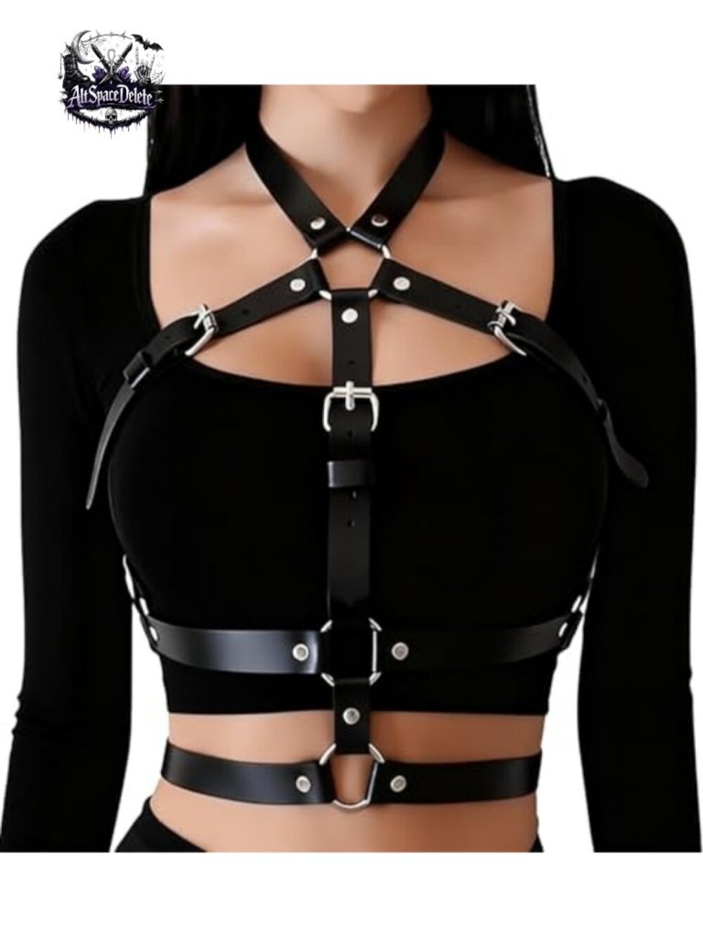 Faux Leather Body Chain Harness Belt Adjustable Punk Gothic Festival Rave